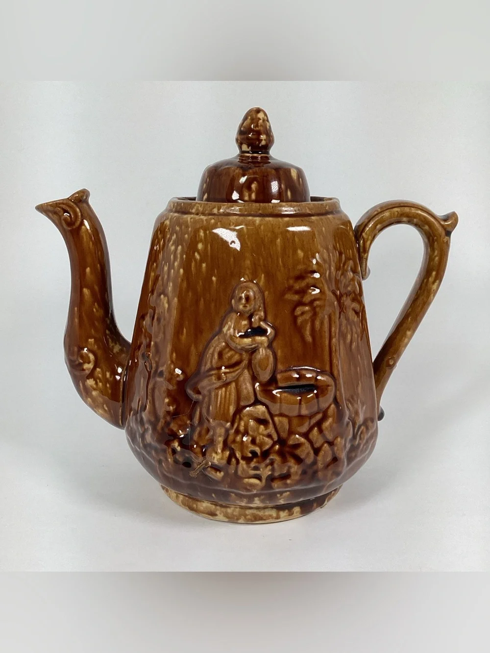 Antique Bennington Rockingham Rebekah At The Well Teapot PROFESSIONALLY REPAIR